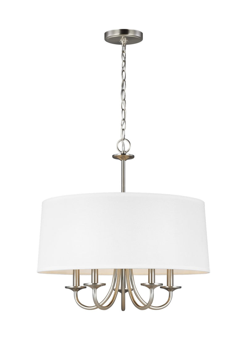 Seville 5-Light Linen Drum Chandelier in Brushed Nickel