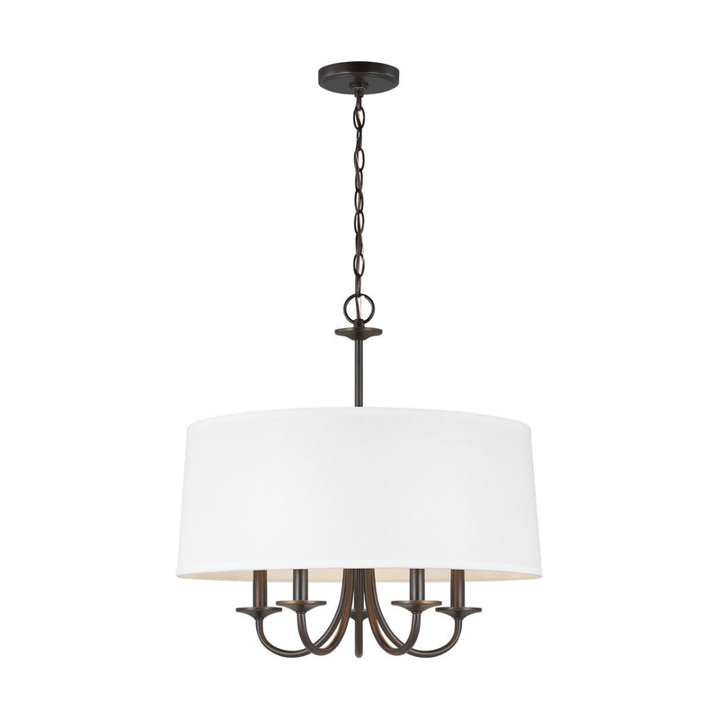 Seville 5-Light Linen Drum Chandelier in Bronze