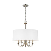 Seville 5-Light Linen Drum Chandelier in Brushed Nickel