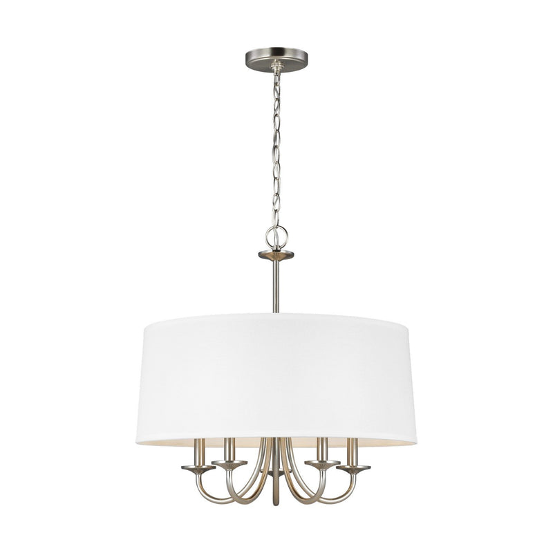 Seville 5-Light Linen Drum Chandelier in Brushed Nickel