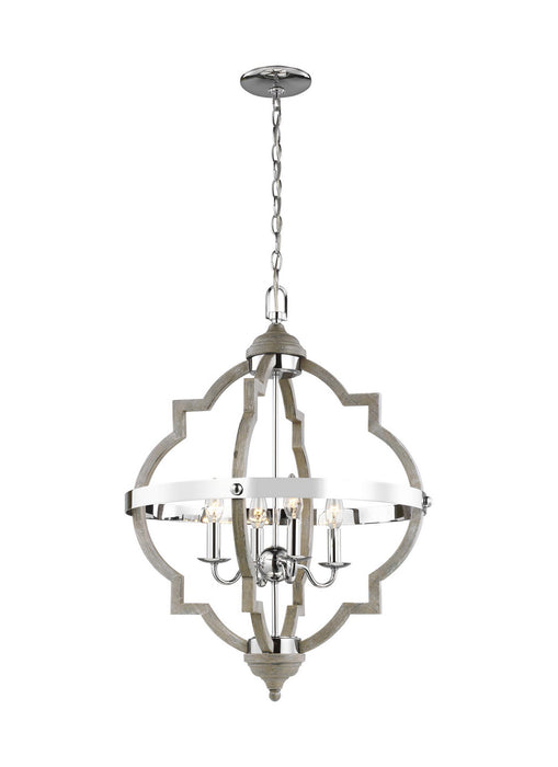 Socorro Four Light Hall / Foyer Pendant in Washed Pine