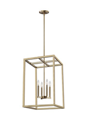 Moffet Street Four Light Hall / Foyer Pendant in Satin Brass