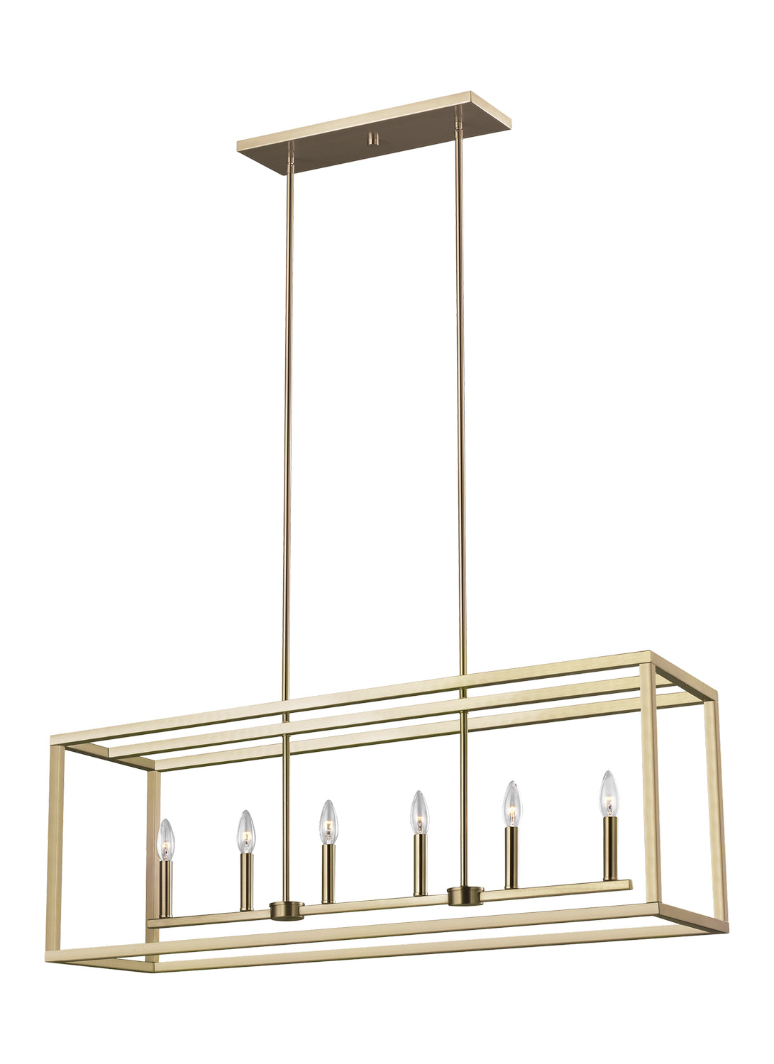 Moffet Street Six Light Island Pendant in Satin Brass