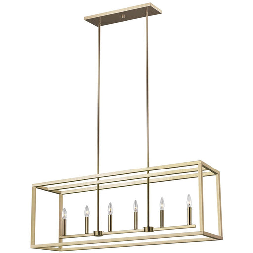 Moffet Street 6-Light Linear Chandelier in Satin Brass