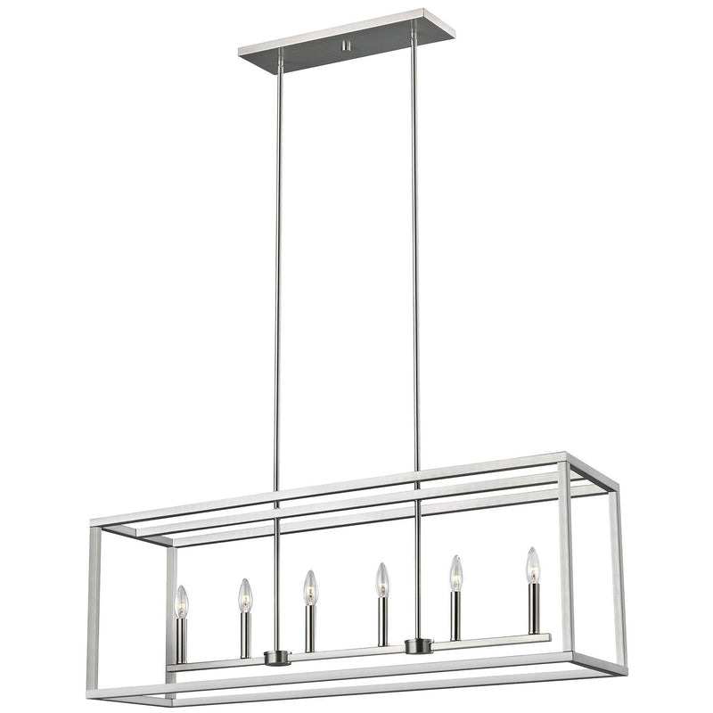 Moffet Street 6-Light Linear Chandelier in Brushed Nickel