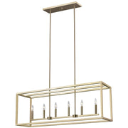 Moffet Street 6-Light Linear Chandelier in Satin Brass
