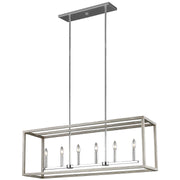 Moffet Street 6-Light Linear Chandelier in Washed Pine