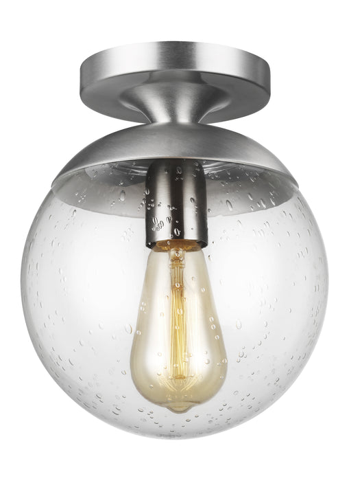 Leo - Hanging Globe One Light Wall / Ceiling Semi-Flush Mount in Satin Aluminum