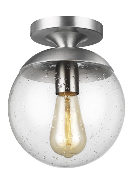 Leo - Hanging Globe One Light Wall / Ceiling Semi-Flush Mount in Satin Aluminum