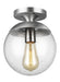 Leo - Hanging Globe One Light Wall / Ceiling Semi-Flush Mount in Satin Aluminum