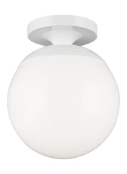 Leo Hanging Globe Semi-Flush Mount with White Glass in White