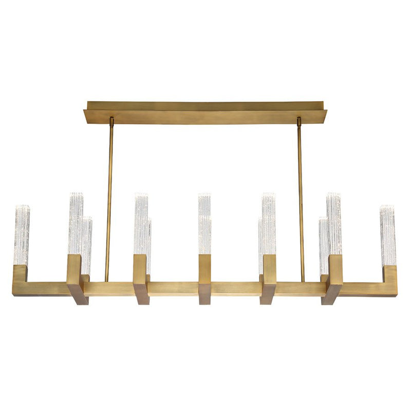 Cinema 12-Light Linear Chandelier in Aged Brass