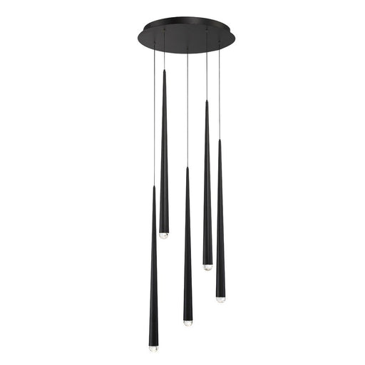 Cascade 5-Light Round Crystal Pendant in Black