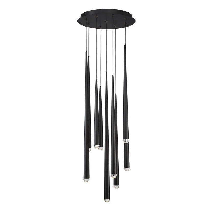 Cascade 9-Light Round Crystal Pendant in Black