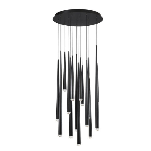 Cascade 15-Light Round Crystal Pendant in Black