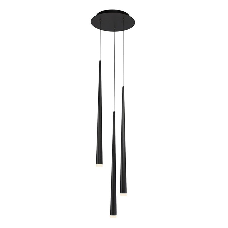 Cascade 3-Light Round Etched Pendant in Black