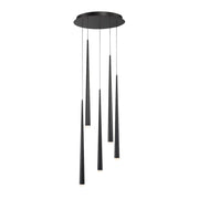 Cascade 5-Light Round Etched Pendant in Black