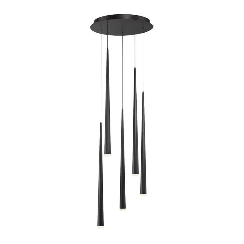 Cascade 5-Light Round Etched Pendant in Black
