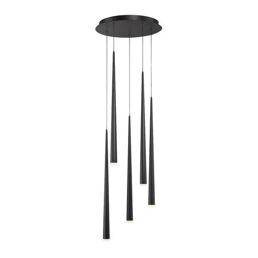 Cascade 5-Light Round Etched Pendant in Black
