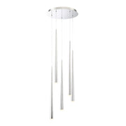 Cascade 5-Light Round Etched Pendant in Polished Nickel