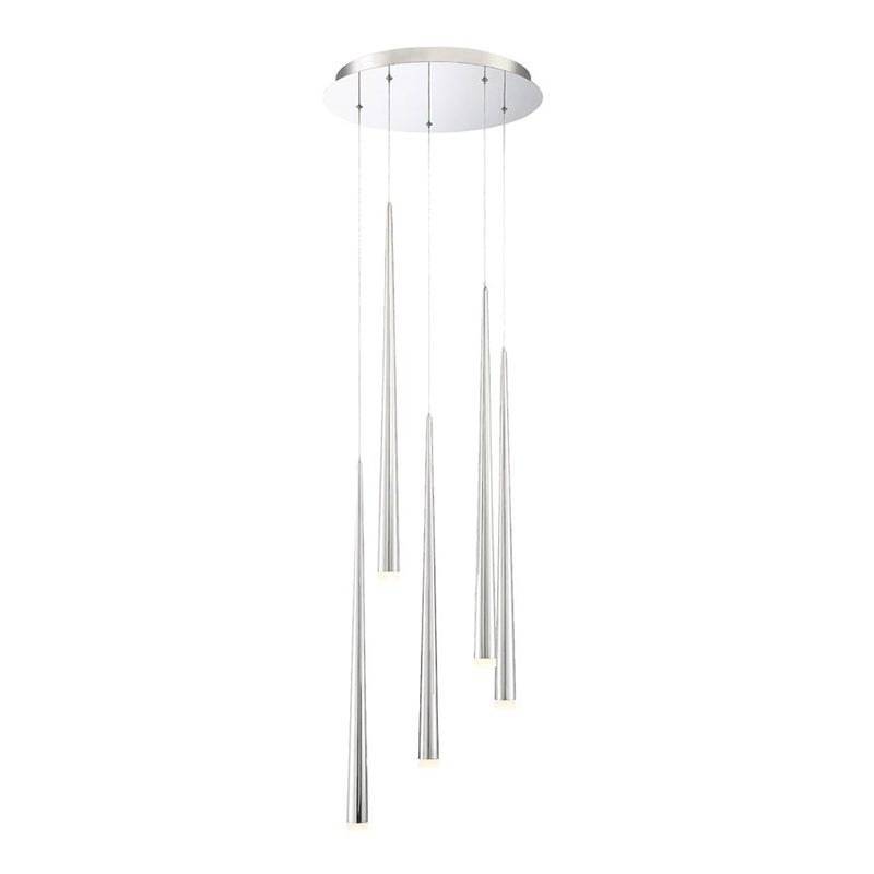 Cascade 5-Light Round Etched Pendant in Polished Nickel