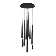 Cascade 9-Light Round Etched Pendant in Black
