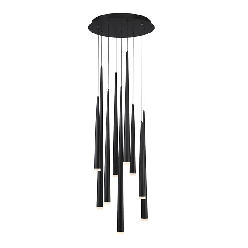 Cascade 9-Light Round Etched Pendant in Black