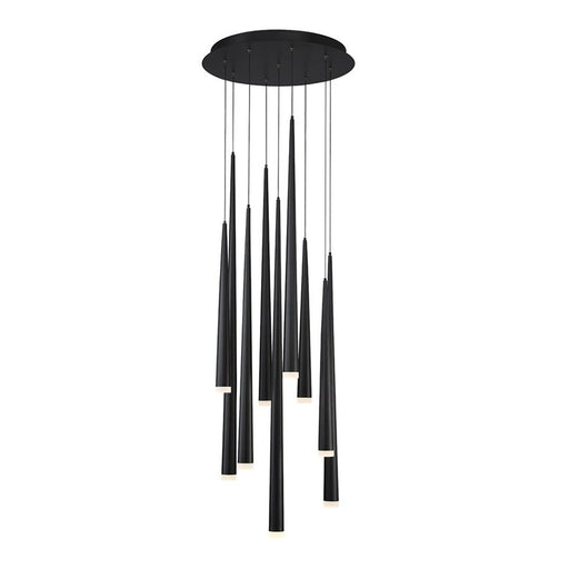 Cascade 9-Light Round Etched Pendant in Black