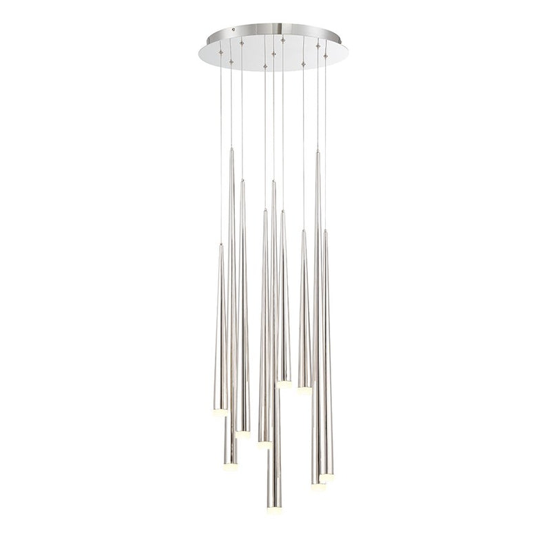 Cascade 9-Light Round Etched Pendant in Polished Nickel