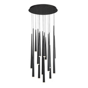 Cascade 15-Light Round Etched Pendant in Black