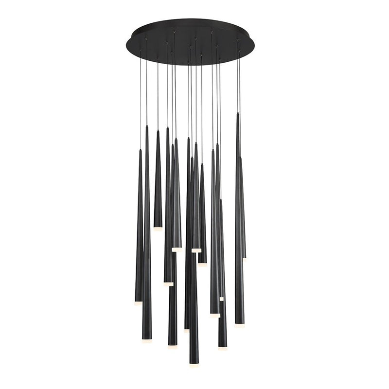 Cascade 15-Light Round Etched Pendant in Black