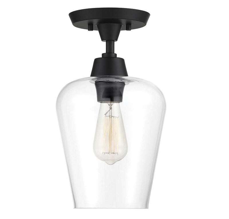 Octave Clear Glass Semi-Flush Mount in Black