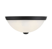 White Etched Glass 11" 2-Light Flush Mount in Matte Black