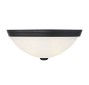 White Etched Glass 13" 2-Light Flush Mount in Matte Black