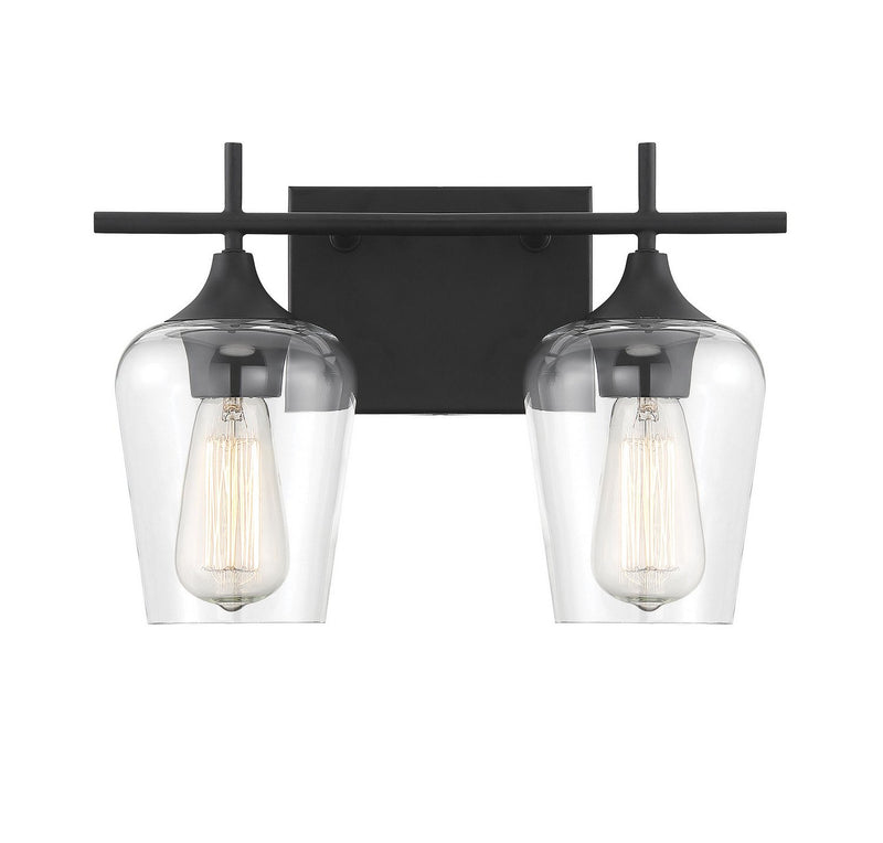 Octave 2-Light Clear Glass Bath Vanity Light in Black