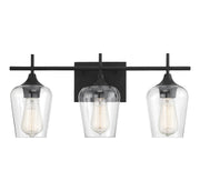 Octave 3-Light Clear Glass Bath Vanity Light in Black