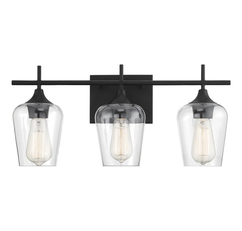 Octave 3-Light Clear Glass Bath Vanity Light in Black