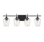 Octave 4-Light Clear Glass Bath Vanity Light in Black