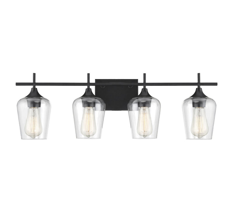 Octave 4-Light Clear Glass Bath Vanity Light in Black