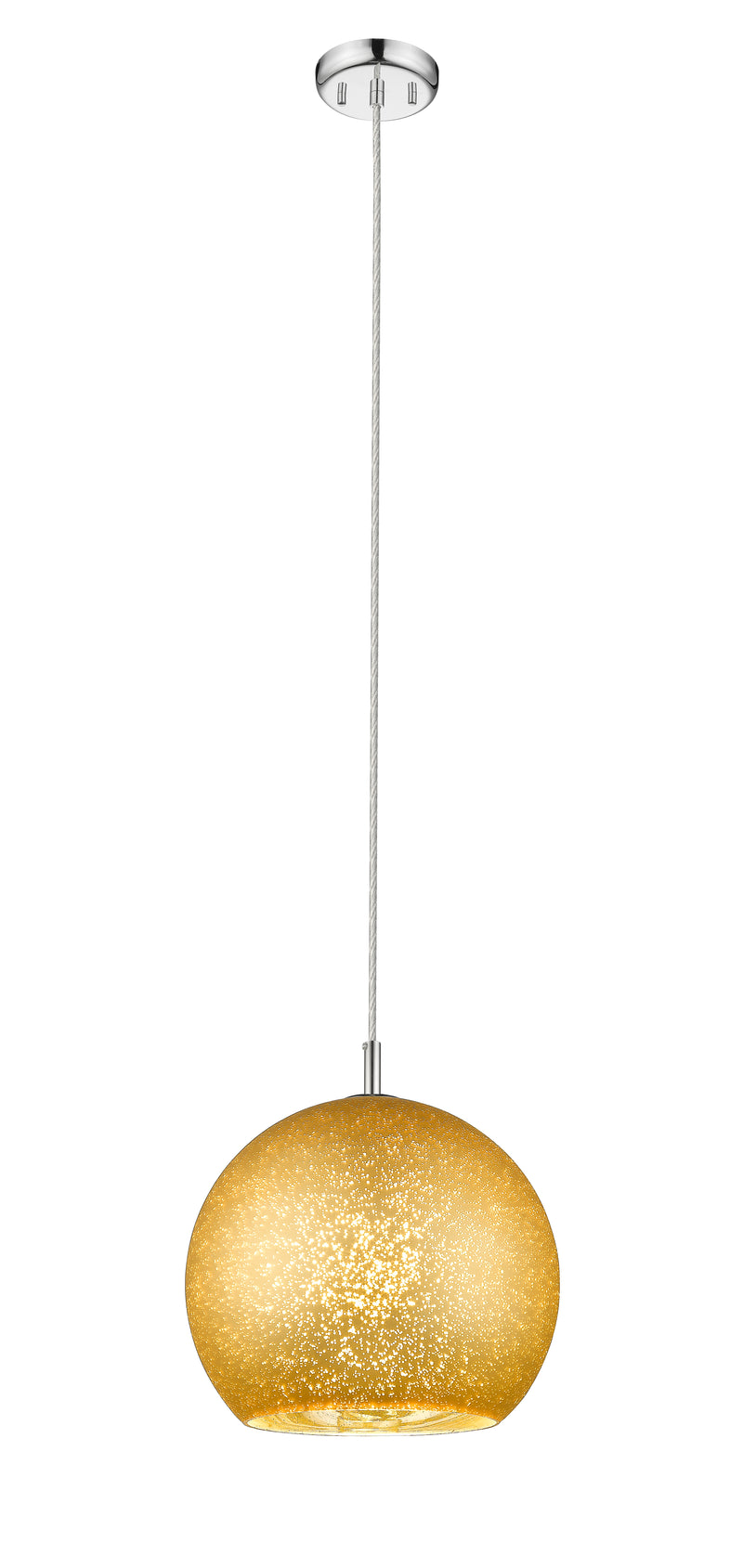 Nimbus 1 Light 12" Pendant, Gold Shade in Chrome