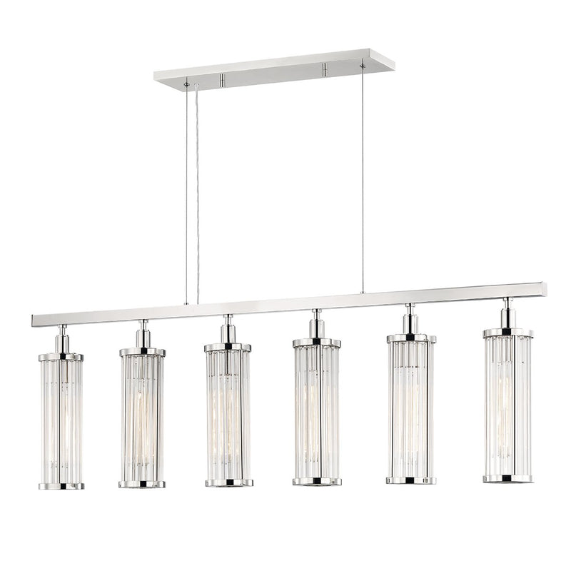 Marley 6-Light Linear Chandelier in Polished Nickel