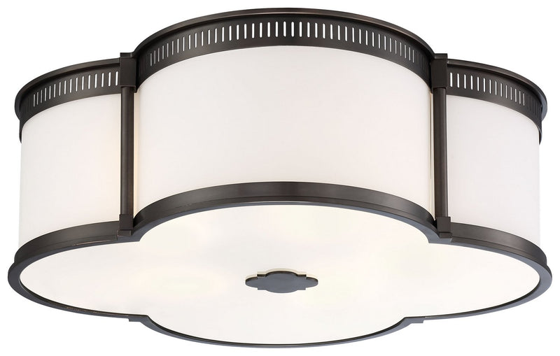 22" Etched Glass LED Flush Mount in Harvard Court Bronze