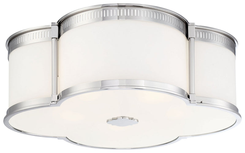 22" Etched Glass LED Flush Mount in Polished Nickel