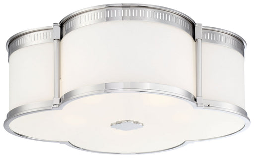 22" Etched Glass LED Flush Mount in Polished Nickel
