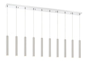 Forest 10 Light 56.5" Linear Pendant, 12" Tall in Brushed Nickel