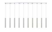 Forest 10 Light 56.5" Linear Pendant, 12" Tall in Brushed Nickel