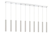 Forest 10 Light 56.5" Linear Pendant, 12" Tall in Brushed Nickel