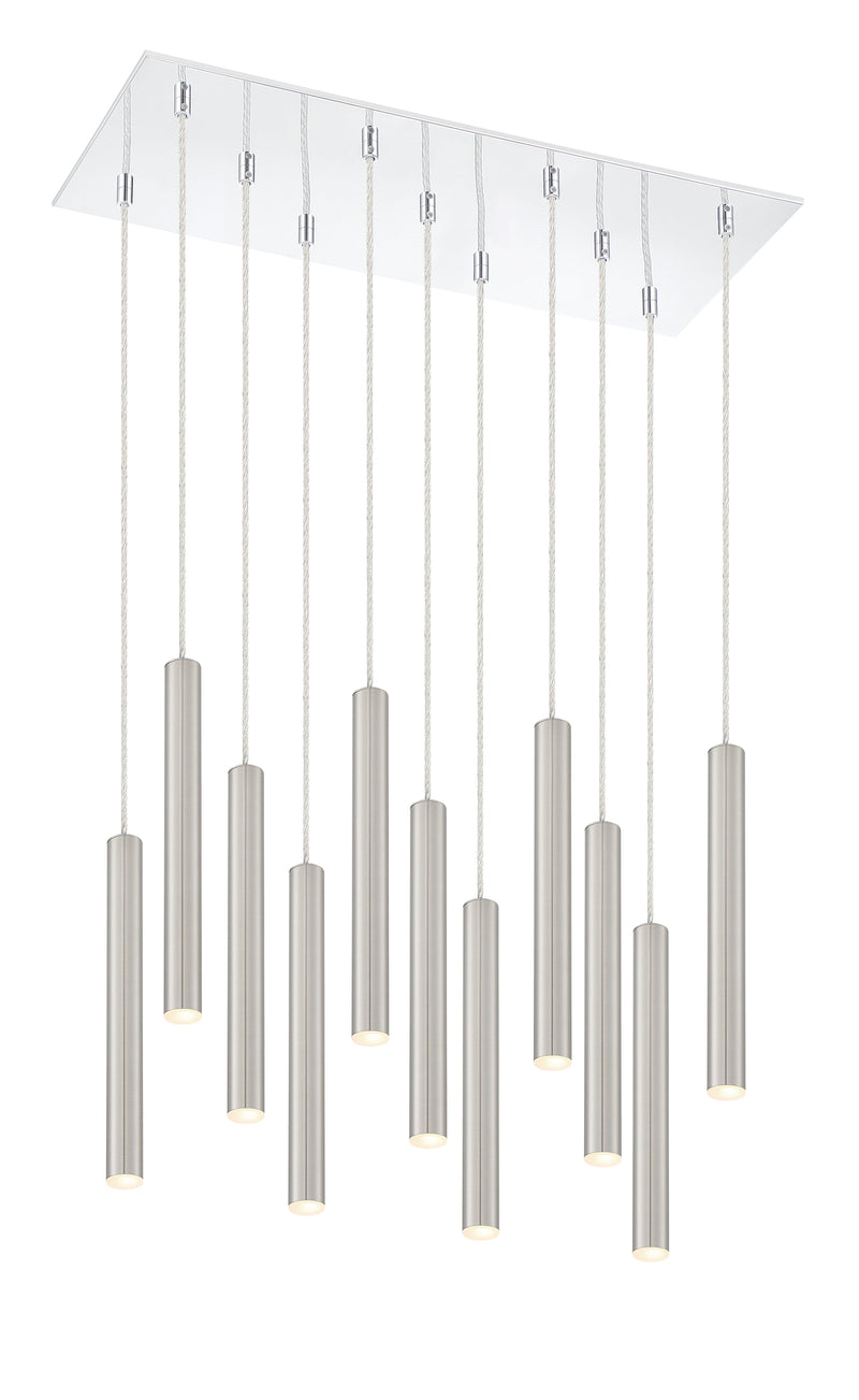Forest 11 Light 9.75" Pendant, 12" Tall in Brushed Nickel