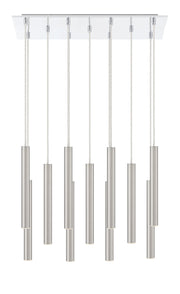 Forest 11 Light 9.75" Pendant, 12" Tall in Brushed Nickel