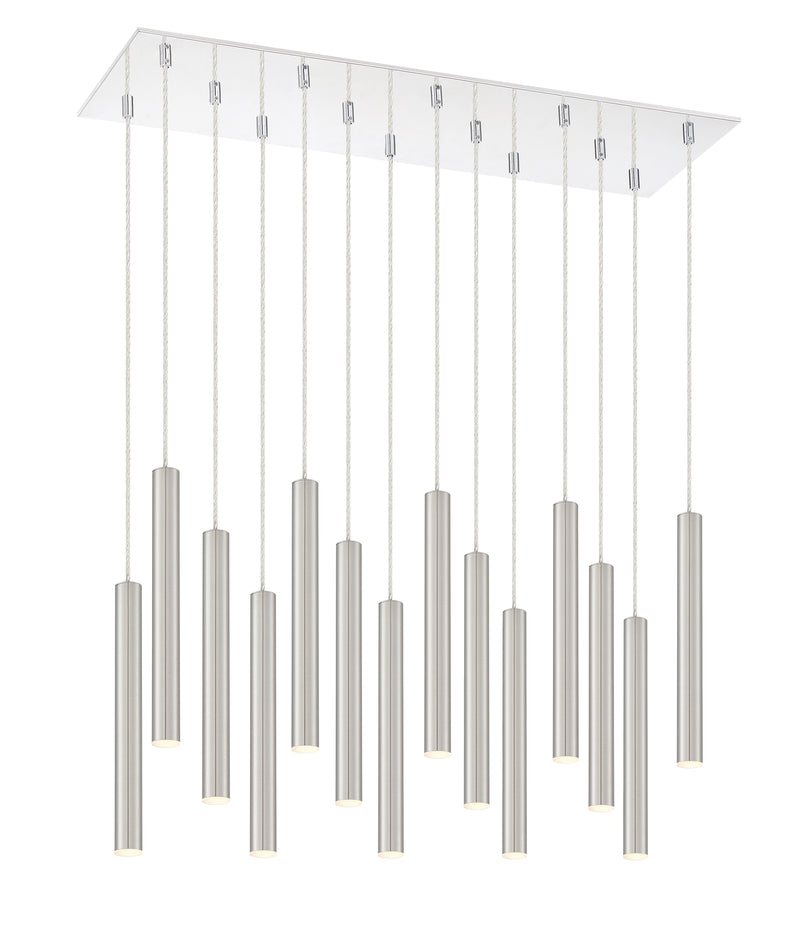 Forest 14 Light 9.75" Pendant, 12" Tall in Brushed Nickel